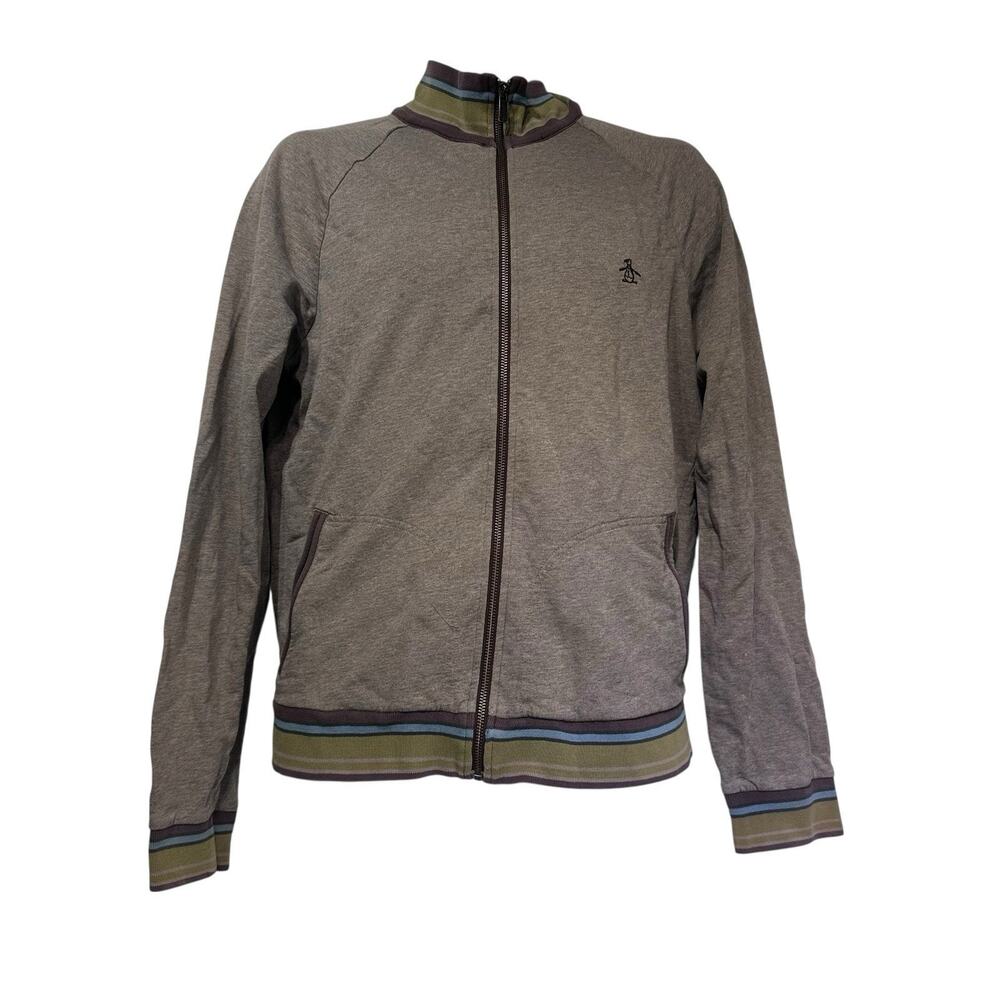 original penguin brown full zip stripe track jacket Size M